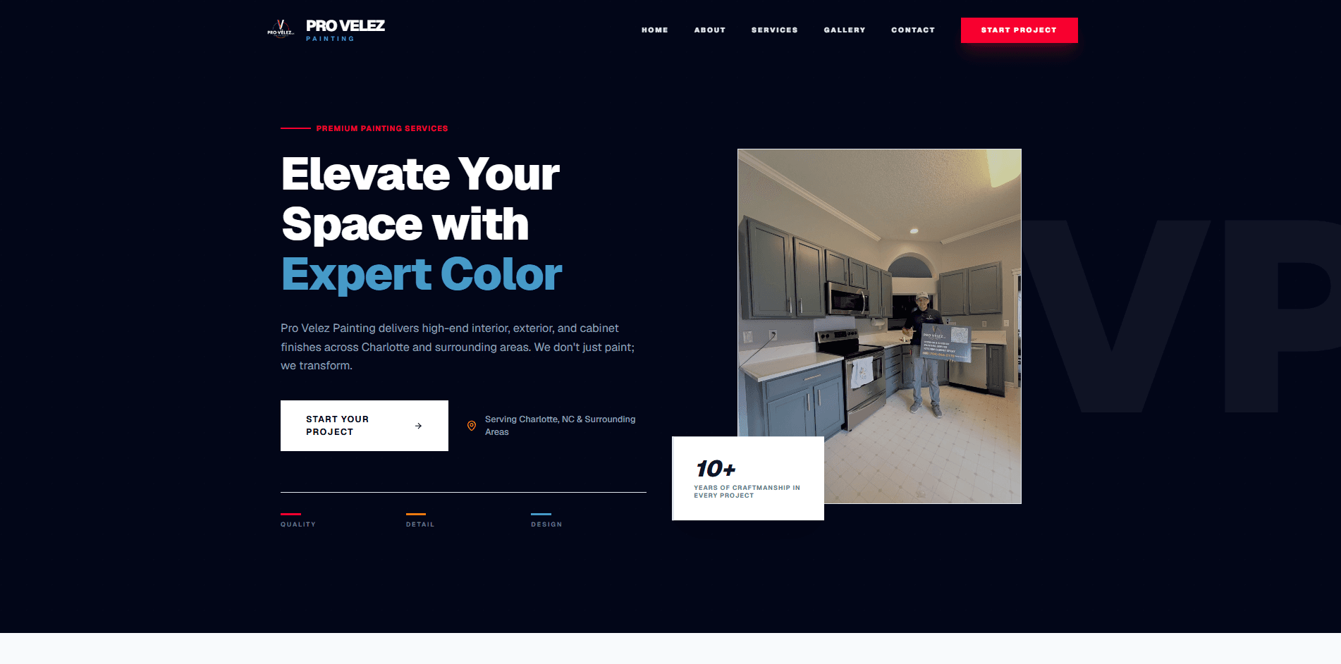 Captura del sitio web de Pro Velez Painting